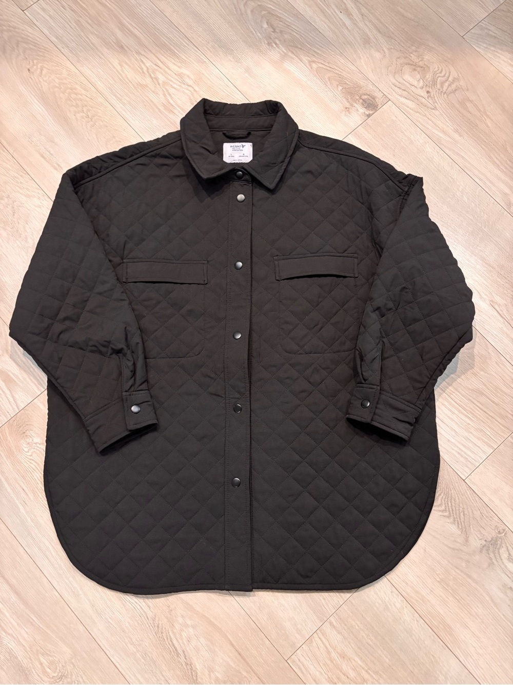 Old Navy Black Quilted Button-Down Shacket